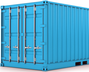 Red freight container isolated on white background